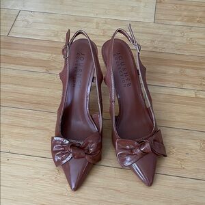 Journee Collection Women Brown Pointed Slingback Heels 4” Pointy Heels Size 7.5